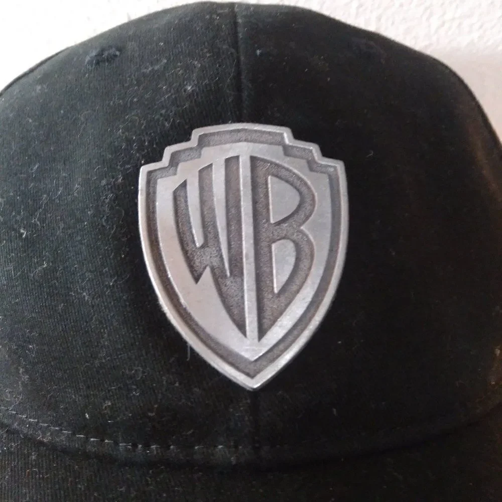 RARE 90s Vintage Warner Bros. Pewter Logo Strap Back Hat